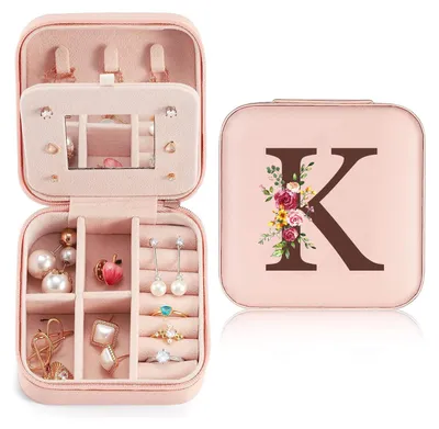Image de Boîte à bijoux avec miroir - Boîte à bijoux - Mini rangement à bijoux - Femme - Trousse de voyage - 10x10x5cm - CuirPolyuréthanedurable - Boîte à bijoux
