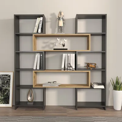 Immagine prodotto di Skye Decor, Poyraz - Nero, libreria, nero, 100% pannelli di particelle rivestiti in melamina, 163,5 x 22 x 150 cm