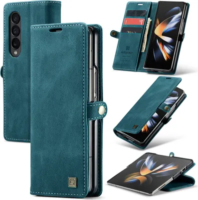 Obrázek produktu pro Samsung Z Fold4 Pouzdro, RetroPolyuretanKožené Pouzdro, Stojánek a Ochranné Pouzdro pro Samsung Galaxy Z Fold 4 5G modré