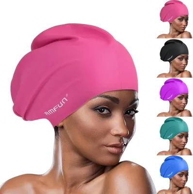Obrázok produktu pre Silikónová plavecká čiapka pre dlhé vlasy, hypoalergénna, vodoodolná, 30 cm vysoká, unisex