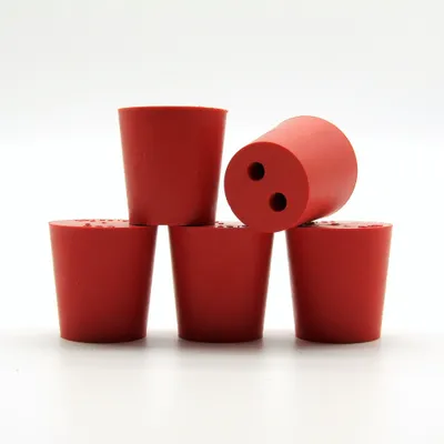 Produktbild von Gummistopfen 27/21mm + 2 Löcher x 5 Stk, Konischer Gummistopfen | Gummi Korken