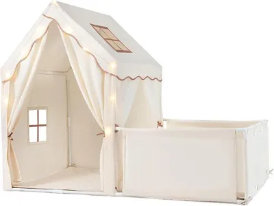 Imagen del producto de Silecomplaza Tienda infantil 2 en 1 con corralito y alfombra (Beige)