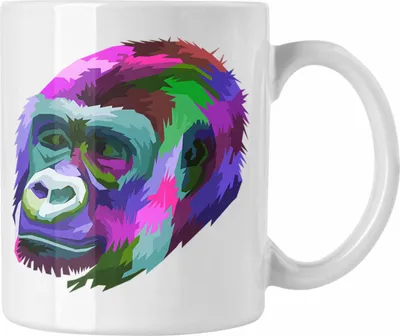 Produktbild von Trendation - Chimpanse Tasse Geschenk Polygon Grafik (Weiß)