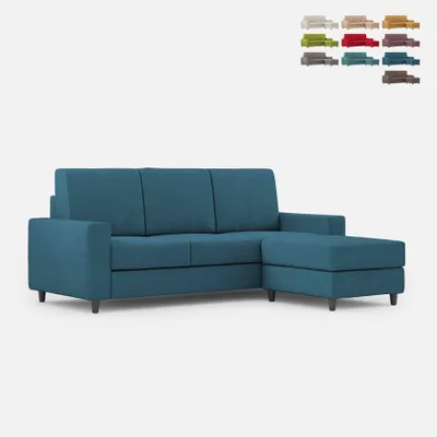 Produktbild von 3-Sitzer Sofa mit Pouf, 208 cm, Stoff, Wohnzimmer, Sakar 180P - Blau