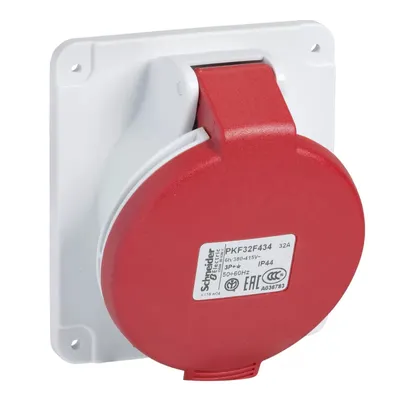 Image de Prise enfichable Schneider Electric CEE, bornes à vis, 32 A, 3 p + E, 380-415 V CA PKF32F434