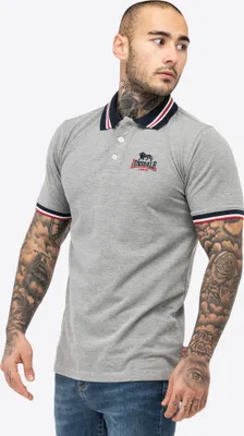 Image de Polo homme coupe slim OCCUMSTER Marl Grey/Navy/Red L Lonsdale