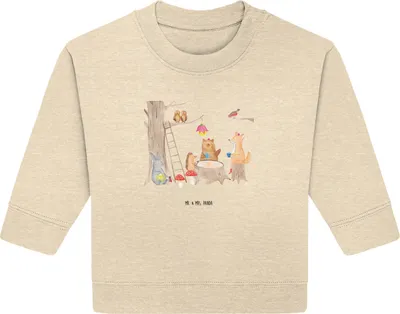Produktbild von Mr. & Mrs. Panda Organic Baby Pullover Waldtiere Picknick 12. - 18. Monat - Natural Raw - Geschenk, Eichhörnchen, Igel, Wald, Hase, Bullover, Fuchs, Lustige Sprüche