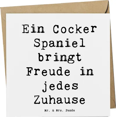 Produktbild von Mr. & Mrs. Panda Grußkarte Spruch Cocker Spaniel Freude - Weiß - Geschenk, Lebensfreude, energiegeladener Hund, Hunde, Hunderasse, Energie, Hunderassen Beschreibung