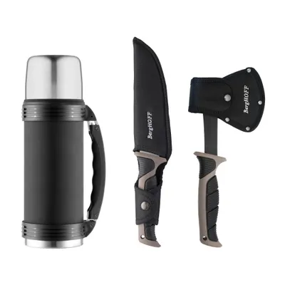 Produktbild von Camping-Set 3-teilig BergHOFF-Essentials, Edelstahl, schwarz/silber