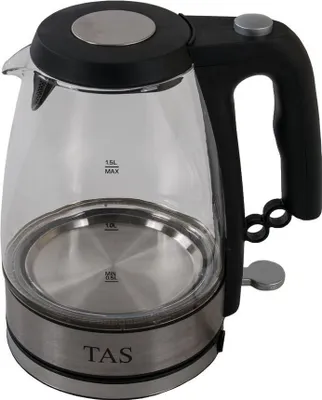 Produktbild von BURI TAS Glas LED Wasserkocher 1,5 Liter schnurlos 1800W 360° Teekocher Teekessel