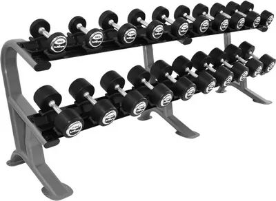 Produktbild von Heavy Duty Kurzhantel Studio Satz von 5 - 27,5Kg (10 Paar) inkl. CHD Ablage Rack