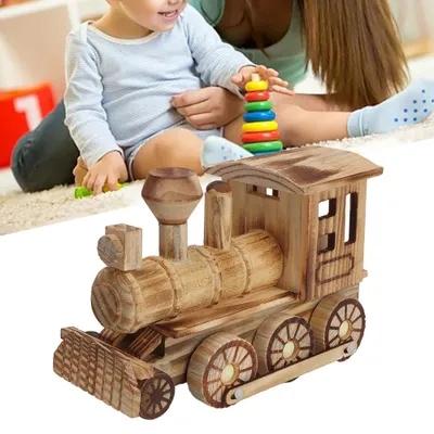 Produktbild von Spielzeugeisenbahn, Kinderspielzeugeisenbahn, Holzeisenbahn, Spielzeugdampfeisenbahn, Modelldampfeisenbahn, Dampflokomotive, Dampflokomotive aus Holz