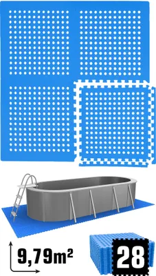 Immagine prodotto di 9,8 m² di sottotappeto per piscina - 28 tappetini in EVA 62x62 - set di tappetini - sottotappeto per piscina