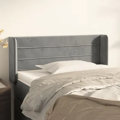 Produktbild von vidaXL Kopfteil mit Ohren Hellgrau 93x16x78/88 cm Samt - Kopfteil - Kopfteile - Bett-Kopfteil - Bettkopfteil