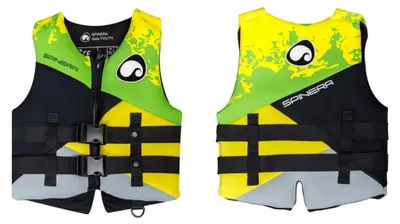 Imagen del producto de Chaleco de seguridad infantil Spinera, fabricado en neopreno, con una flotabilidad de 50N, diseñado para salvamento
