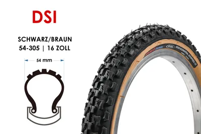 Produktbild von 16 Zoll Fahrrad Reifen 16x2.125 MTB Mountain Bike Jugendräder 54-305 Schwarz/Braun