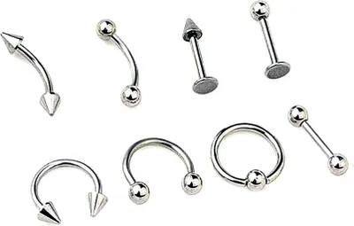 Produktbild von 8 Stücke Mixed Style Lippe Zunge Augenbraue Nasenring Barbell Piercing Schmuck-Silber
