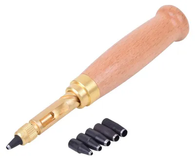 Produktbild von Locher Lochzange Lederlocher - 6 Lochgrößen 1,5 bis 4 mm - Holzgriff - Automatisch