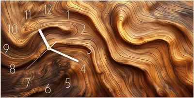 Produktbild von Wanduhr aus Glas mit Motiv Holzstruktur- 60 x 30 cm - inkl. Aufhängesystem
