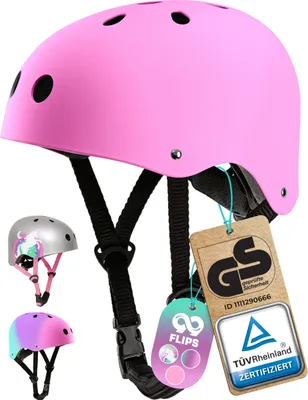 Produktbild von Skaterhelm Kinder - GS durch Rheinland - Ab 3 Jahren - Fahrradhelm Kinder Mädchen - Kinderhelm von Deutscher Marke - Skateboard HelmGröße-XS - 48-54 cm;Pink