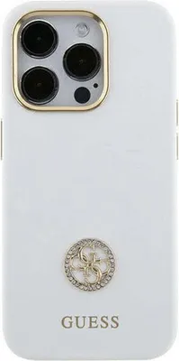 Produktbild von Guess Silikon Logo Strass 4G Hülle Für Iphone 15 - Weiss