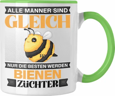 Produktbild von Trendation - Bienen Züchter Tasse Geschenk Imker Lustiger Spruch Alle Männer Sind Gleich (Grün)