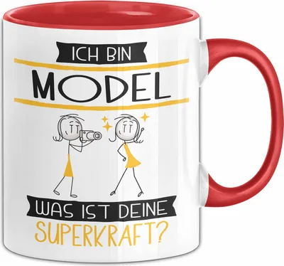 Produktbild von Model Geschenk Tasse Ich Bin Model Was Ist Deine Superkraft Geschenkidee Lustig Geburtstag Weihnachten (Rot)