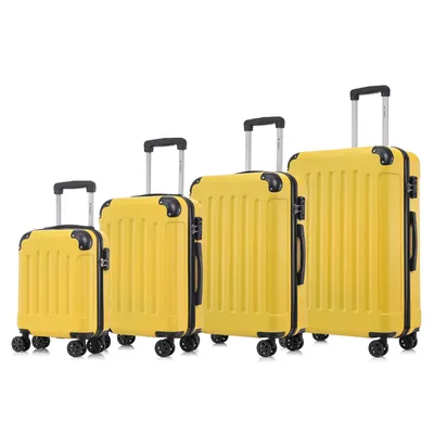 Produktbild von yonsly Premium Reisekoffer TSA-Schloss,YKK-Reißverschluss Hartschalen-Koffer Kabinenkoffer Rollkoffer Suitcase Handgepäck  (Gelb, S-M-L-XL-Set)