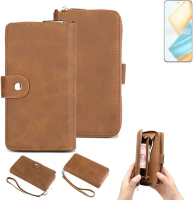 Produktbild von K-S-Trade Handyhülle Schutzhülle kompatibel mit Honor 90 GT & Portemonnee Tasche Handytasche Case Etui Geldbörse Wallet braun (1x)