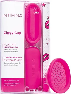 Image de Intimina Ziggy Cup coupe menstruelle fine et adaptée aux rapports sexuels, avec une forme plate