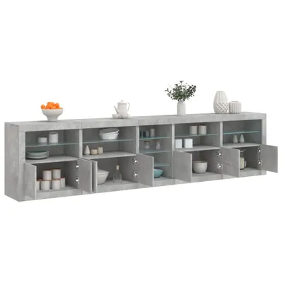 Produktbild von vidaXL Sideboard mit LED-Leuchten Betongrau 283x37x67 cm