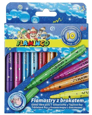 Obrázok produktu pre Fixky s trblietkami, 10 farieb, Flamingo