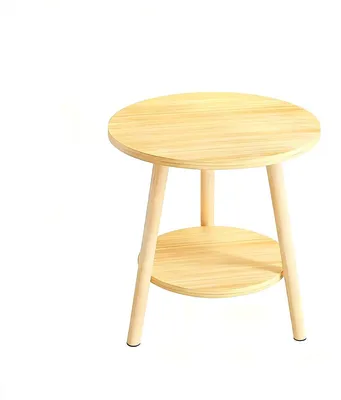 Productafbeelding van Ronde salontafel met 2 niveaus – bijzettafel met opbergruimte – houtlook walnoot – moderne salontafel voor de woonkamer