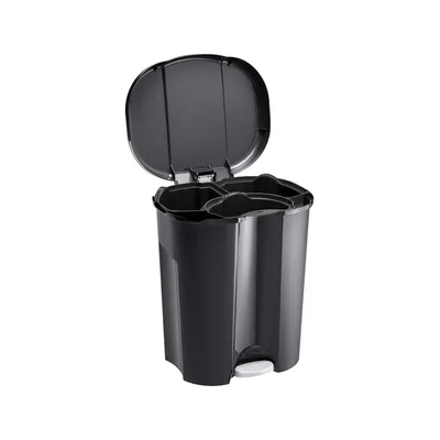 Image de Collecteur de déchets à pédale TRIO 1x10/2x15l L420xH585mm Ku.noir ROTHO
