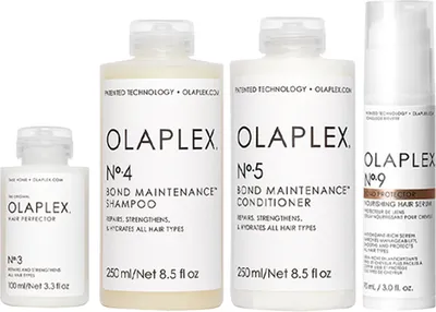 Obrázek produktu pro Šampon Olaplex No.4 250ml + kondicionér 250ml + vlasový perfector No.3 + vlasové sérum No.9 90ml