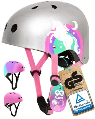 Immagine prodotto di Casco da skater per bambini - GS  dal Rheinland - Da 3 anni - Casco da bici per bambine - Casco per bambini di marca tedesca - Casco da skateboardTaglia-XS - 48-54 cm;Argento