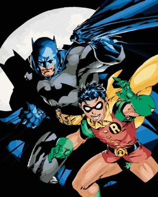 Obrázek produktu pro Zuty - Malování podle čísel - BATMAN A ROBIN, 40x50 cm, vypnuté plátno na rám