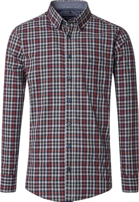 Produktbild von CASAMODA Herren Freizeithemd Langarm Button-Down Casual Rot kariert XL