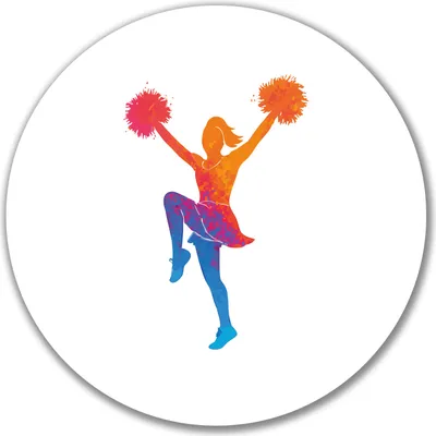 Produktbild von Huuraa Aufkleber Cheerleading bunte Silhouette 10cm rund Sticker Geschenkidee