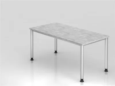 Produktbild von Schreibtisch 4-Fuß-rund 160x80cm Beton/Silber