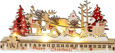 Imagen del producto de Decoración navideña MagicHome Navidad, Papá Noel en trineo, 8 LED blanco cálido, 2xAAA, IP20, 35x6x16 cm