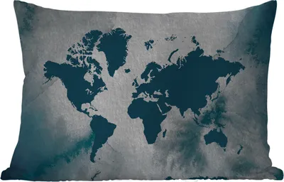 Produktbild von MuchoWow® Outdoor Kissen - Weltkarte - Farbe - Aquarell - 60x40 cm - Wetterfest - Lounge Kissen - Zierkissen - Kissen für Innenräume