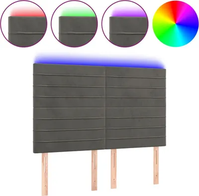 Produktbild von vidaXL LED Kopfteil Dunkelgrau 144x5x118/128 cm Samt