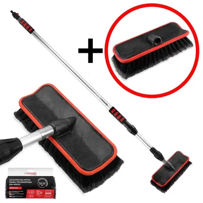 Produktbild von Schmith Waschbürste mit Teleskopstange + Ersatzkopf 200-490 cm Solarreinigung Bürste Photovoltaik Waschbürste Wasserdurchlauf LKW Wohnmobil Auto Garte