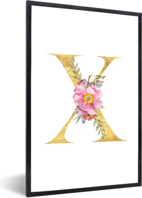 Produktbild von MuchoWow® MuchoWow® Gerahmtes Poster Aquarell - Buchstabe - Gold 20x30 cm - Poster mit zchwarzem Bilderrahmen - Drucken - Bilder Poster im Rahmen