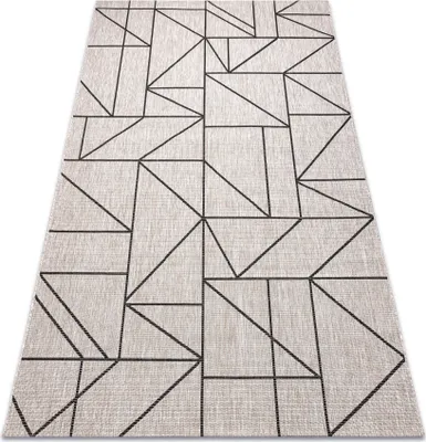 Produktbild von TEPPICH SIZAL FLOORLUX 20605 silber / schwarz / beige DREIECKE, GEOMETRISCH beige 120x170 cm