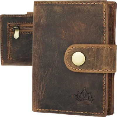 Produktbild von Slim Wallet Geldbeutel Braun Münzfach RFID-Schutz Leder Börse Mini Geldbörse