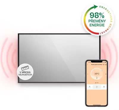 Obrázek produktu pro Klarstein Infračervený ohřívač, zrcadlový infrazářič, infrazářič s termostatem, ohřívač s detekcí otevřených oken a ovládáním přes aplikaci, ohřívač bez tvorby CO2, infrazářiče IP21000 W