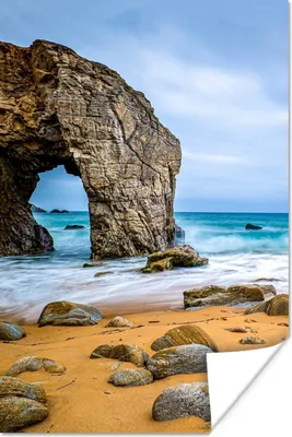 Produktbild von MuchoWow® Poster Steine - Wasser - Strand - Felsen - Wellen 60x90 cm - Wanddekoration