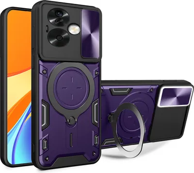 Image de Etui pour Oppo A79 5G étui durable double couche avec protection de l'appareil photo et support circulaire Violet